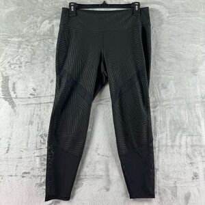 Old Navy Active Leggings Women's L Black Printed Mid Rise Mesh Cutouts.